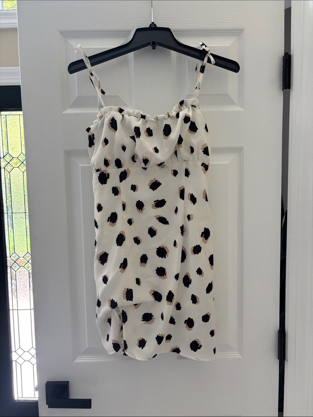 Princess Polly Cream Mini Dress with Black and Tan Spot Print